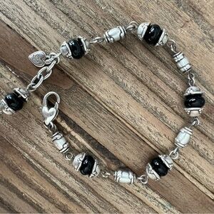 Authentic Brighton silver tone & black bead bracelet